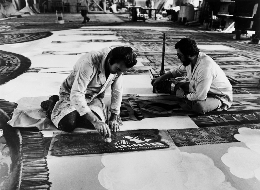 Wiederaufbau Semperoper Bühnenvorhang gemalt Malsaal im Palais Großen Garten 1984